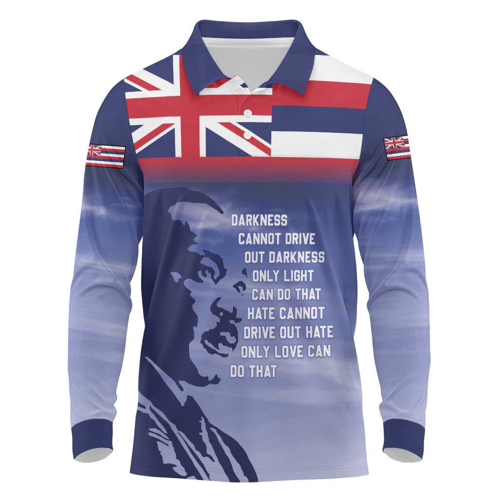 Hawaii MLK Day Long Sleeve Polo Shirt LT05 Blue - Polynesian Pride