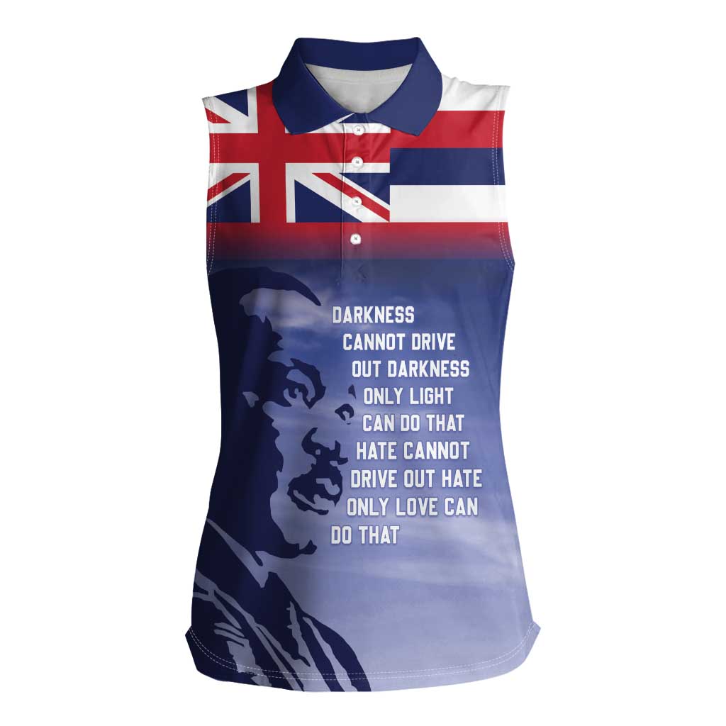 Hawaii MLK Day Women Sleeveless Polo Shirt LT05 Female Blue - Polynesian Pride