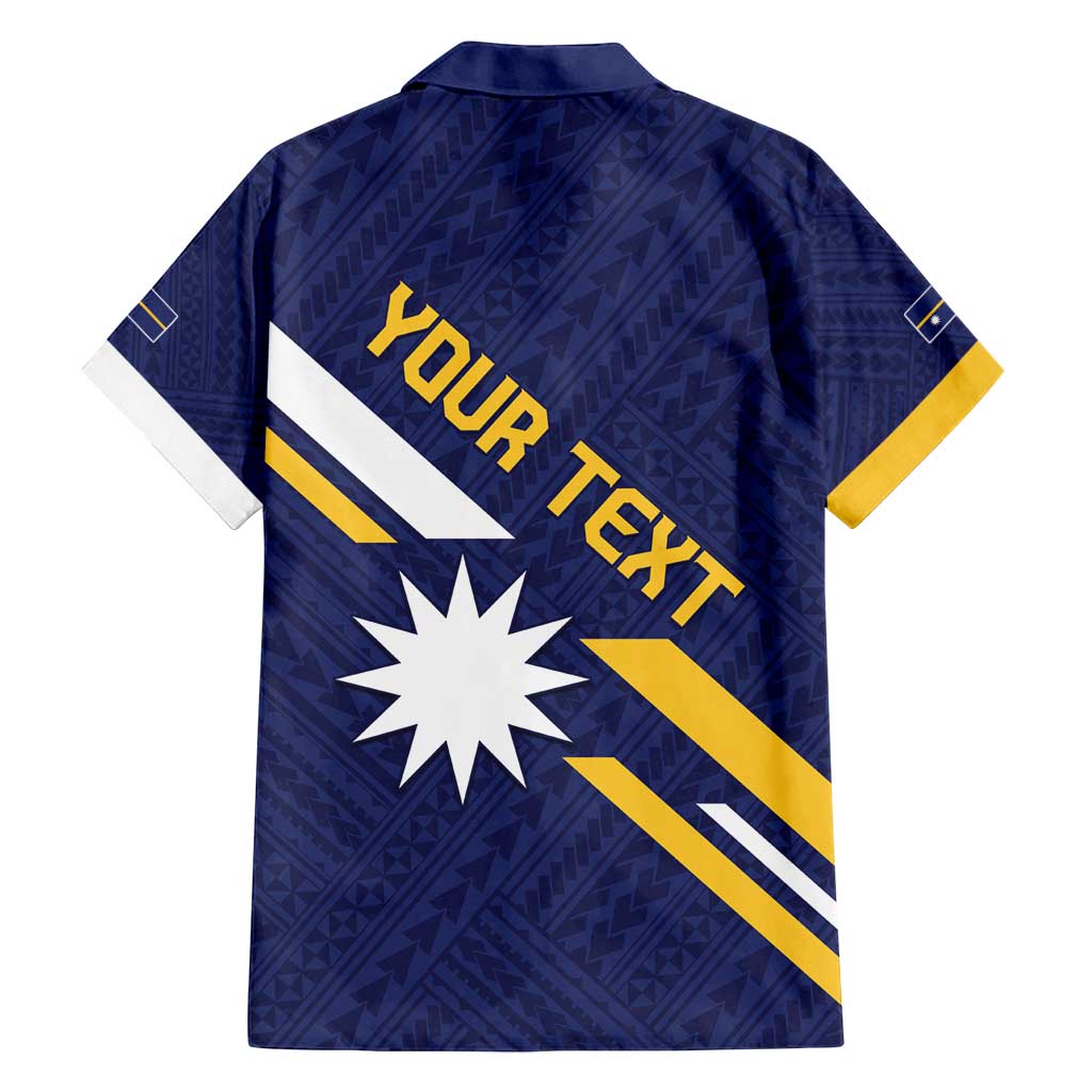 Personalised Happy Nauru Independence Day Family Matching Off Shoulder Short Dress and Hawaiian Shirt Polynesian Pattern