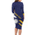 Personalised Happy Nauru Independence Day Long Sleeve Bodycon Dress Polynesian Pattern