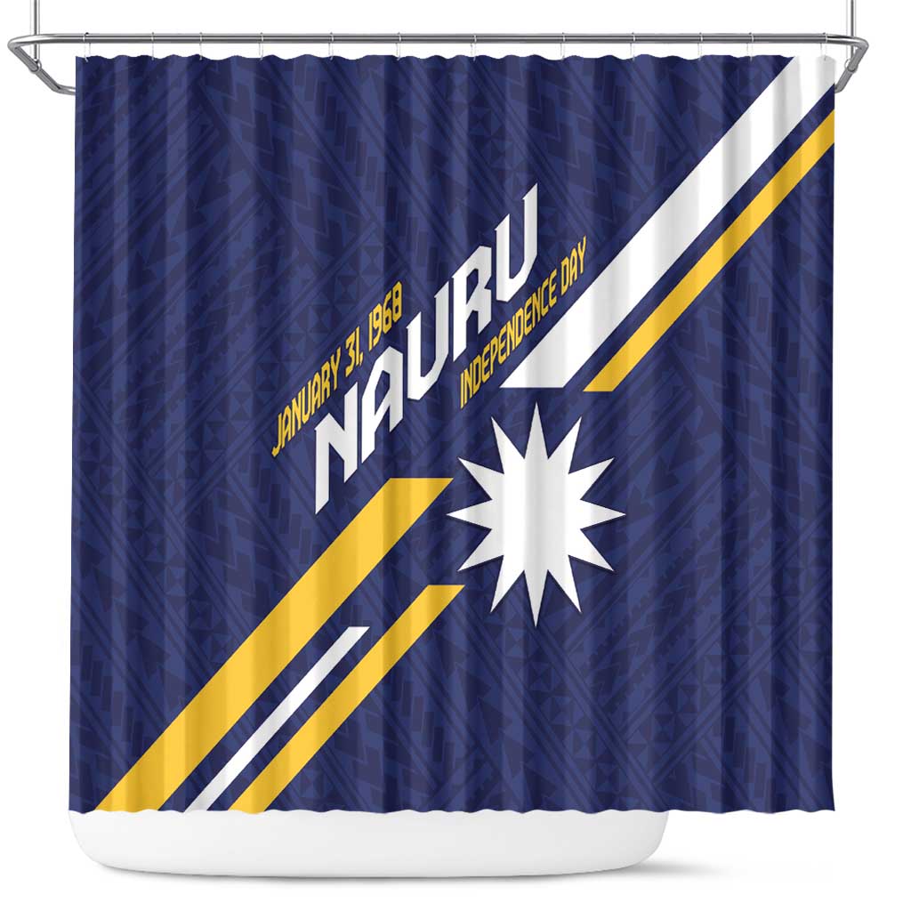 Happy Nauru Independence Day Shower Curtain Polynesian Pattern