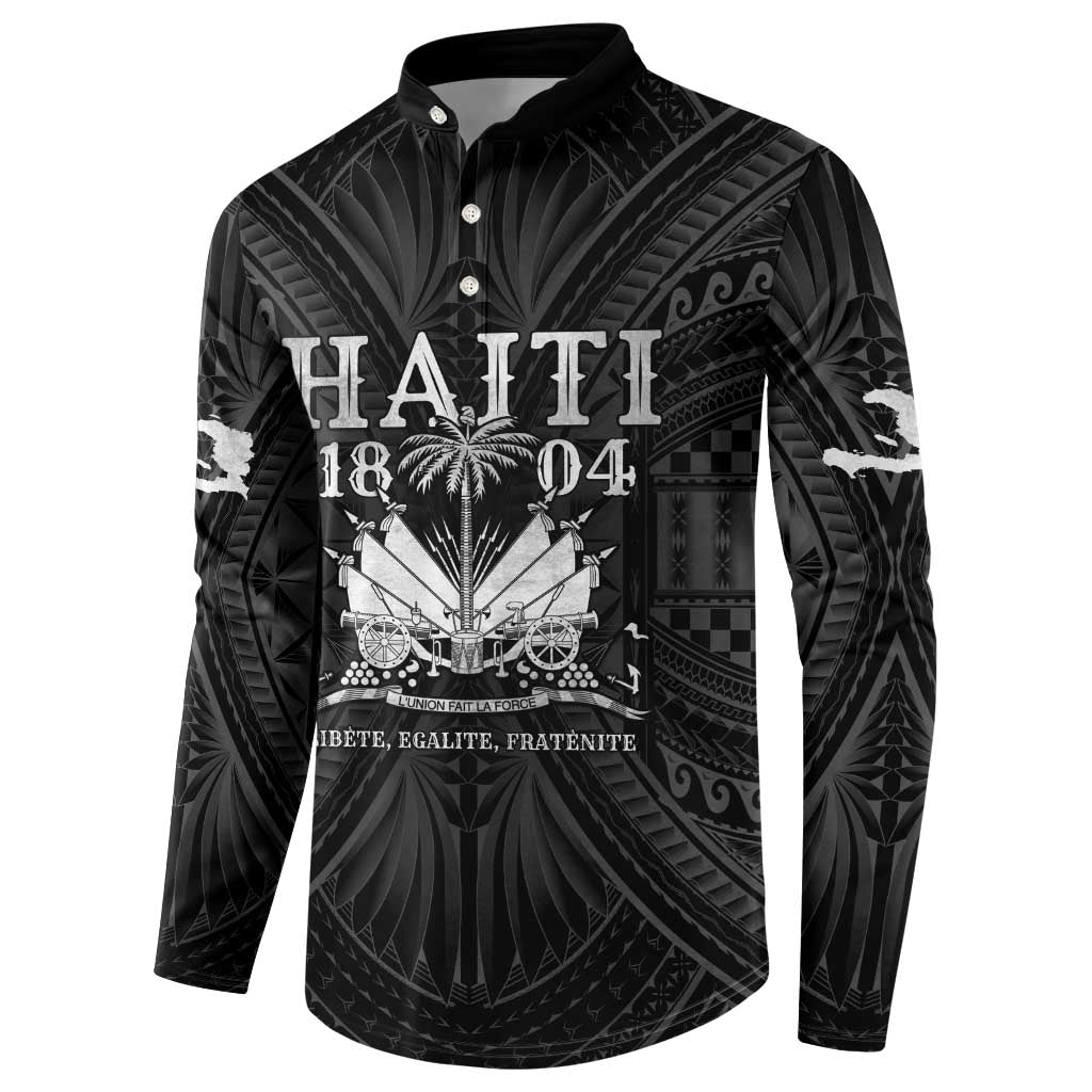 Haiti 1804 Button Sweatshirt Polynesian Silver Neg Maron LT05 - Polynesian Pride