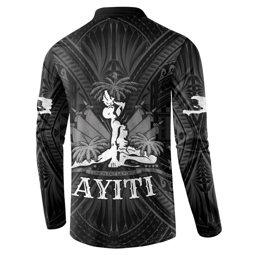 Haiti 1804 Button Sweatshirt Polynesian Silver Neg Maron LT05 - Polynesian Pride