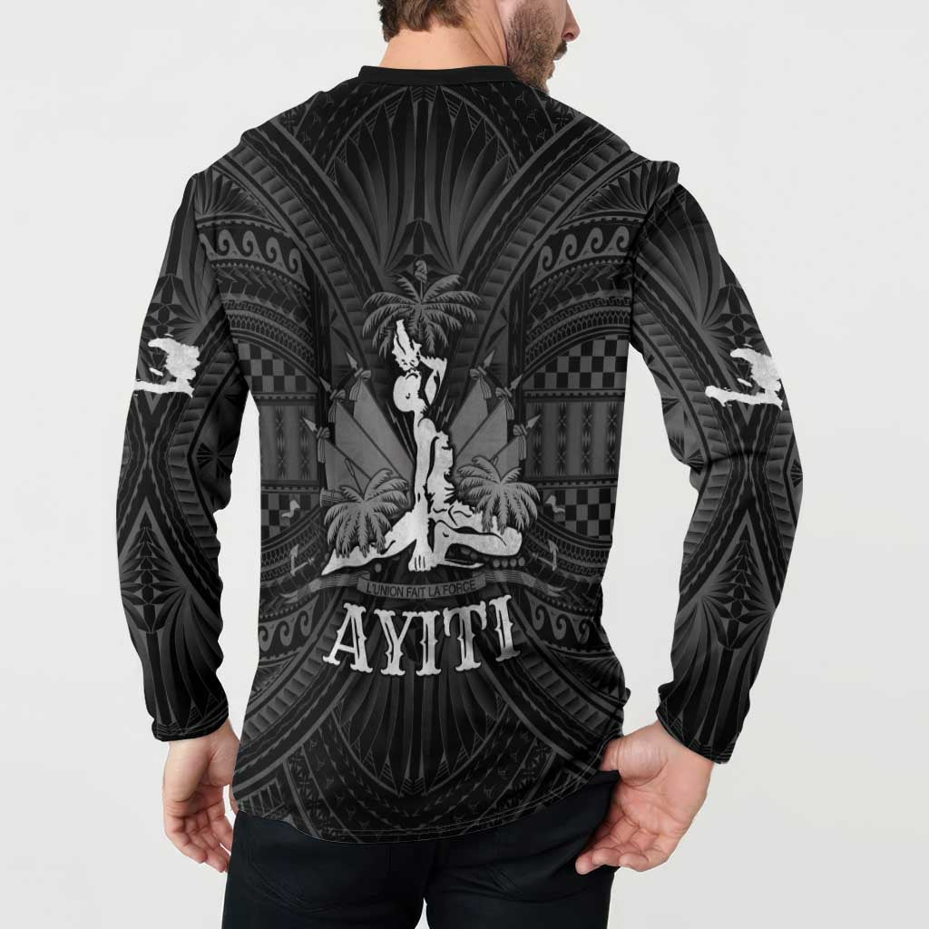 Haiti 1804 Button Sweatshirt Polynesian Silver Neg Maron LT05 - Polynesian Pride