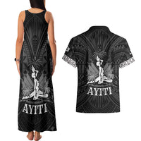 Haiti 1804 Couples Matching Tank Maxi Dress and Hawaiian Shirt Polynesian Silver Neg Maron