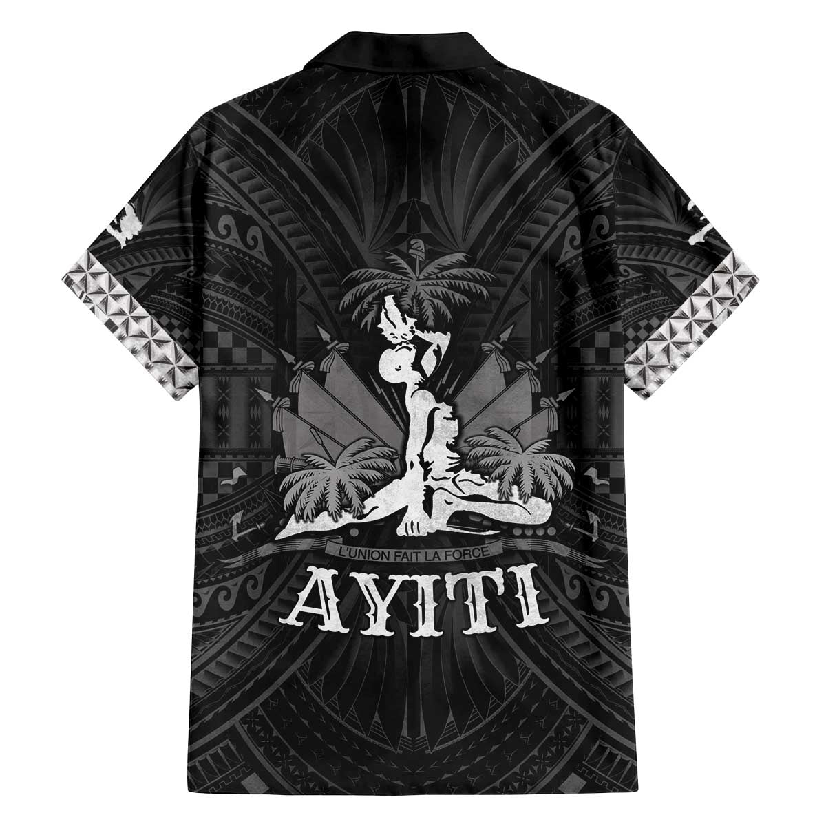 Haiti 1804 Family Matching Off The Shoulder Long Sleeve Dress and Hawaiian Shirt Polynesian Silver Neg Maron