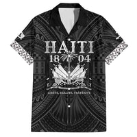 Haiti 1804 Family Matching Off Shoulder Maxi Dress and Hawaiian Shirt Polynesian Silver Neg Maron LT05 Dad's Shirt - Short Sleeve Silver - Polynesian Pride