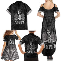 Haiti 1804 Family Matching Summer Maxi Dress and Hawaiian Shirt Polynesian Silver Neg Maron LT05 - Polynesian Pride