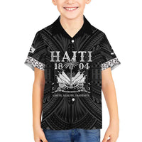 Haiti 1804 Kid Hawaiian Shirt Polynesian Silver Neg Maron LT05 Kid Silver - Polynesian Pride