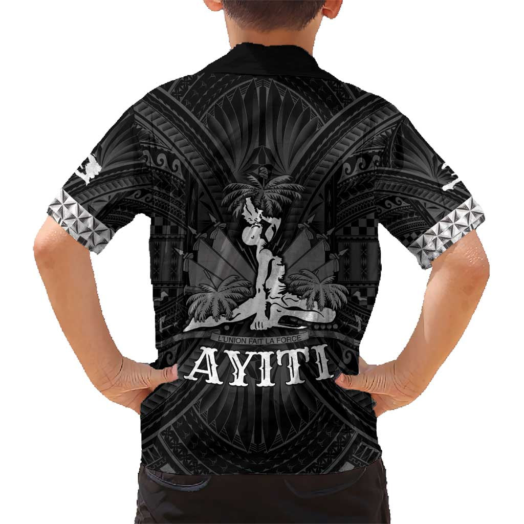 Haiti 1804 Kid Hawaiian Shirt Polynesian Silver Neg Maron LT05 - Polynesian Pride