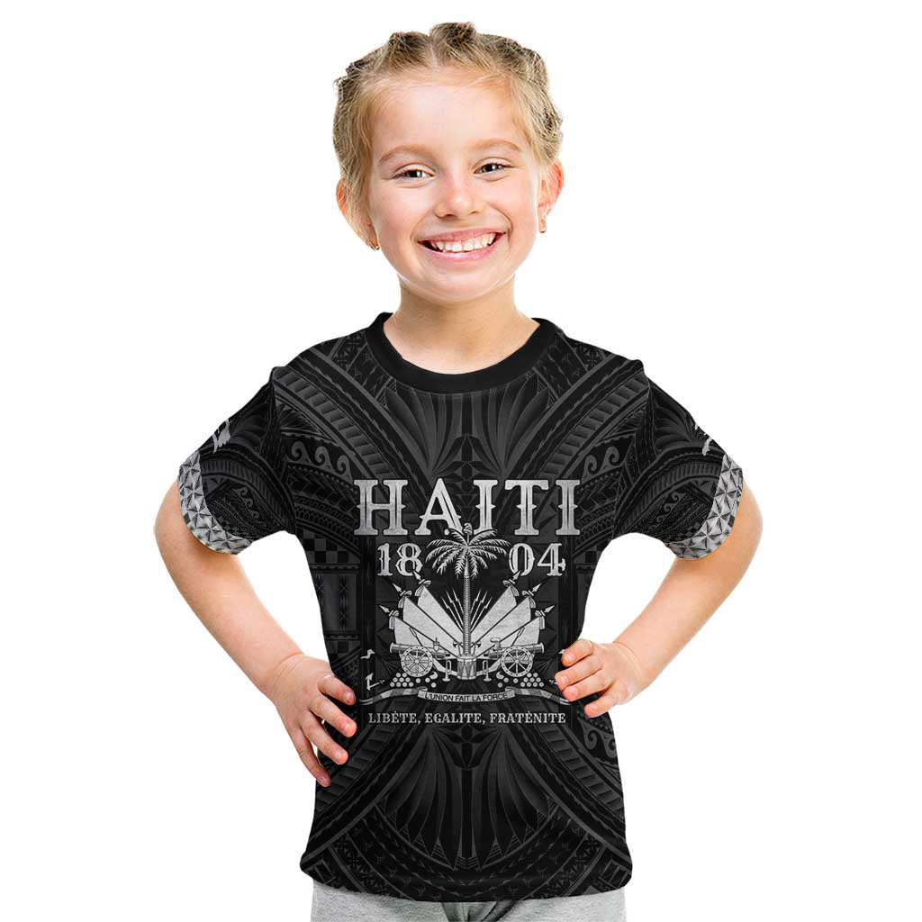 Haiti 1804 Kid T Shirt Polynesian Silver Neg Maron LT05 Silver - Polynesian Pride