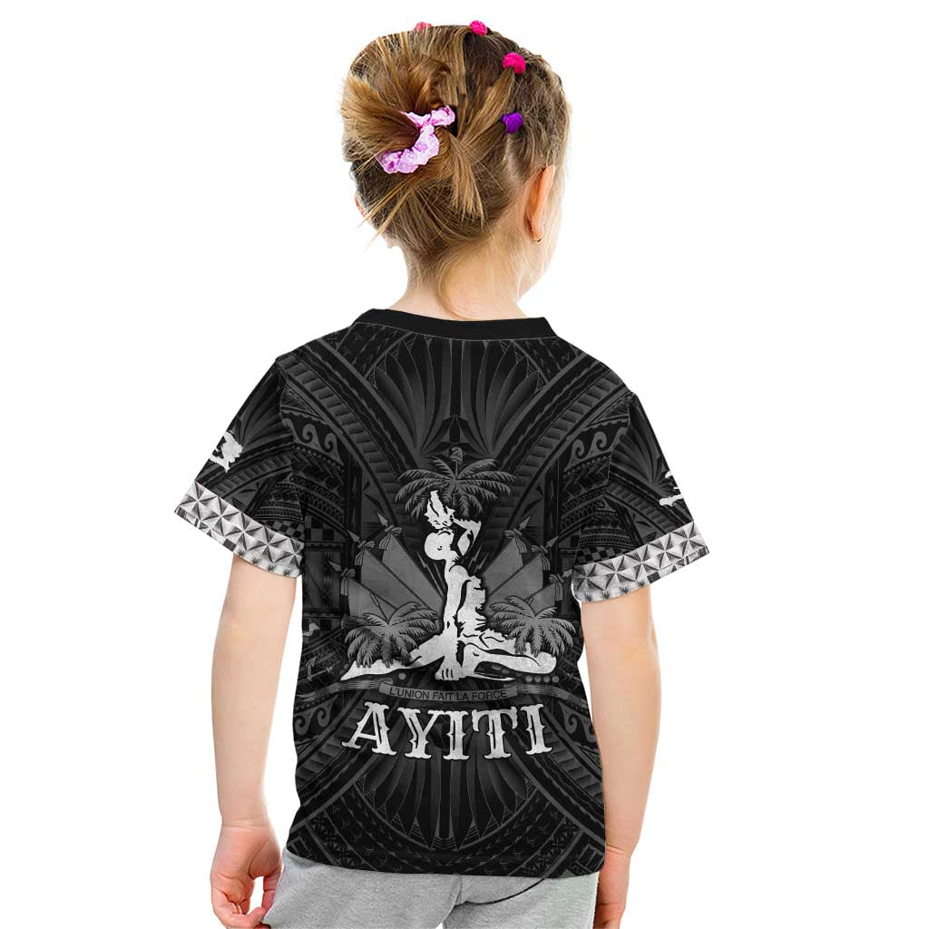 Haiti 1804 Kid T Shirt Polynesian Silver Neg Maron LT05 - Polynesian Pride