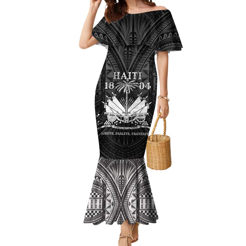 Haiti 1804 Mermaid Dress Polynesian Silver Neg Maron LT05 Women Silver - Polynesian Pride