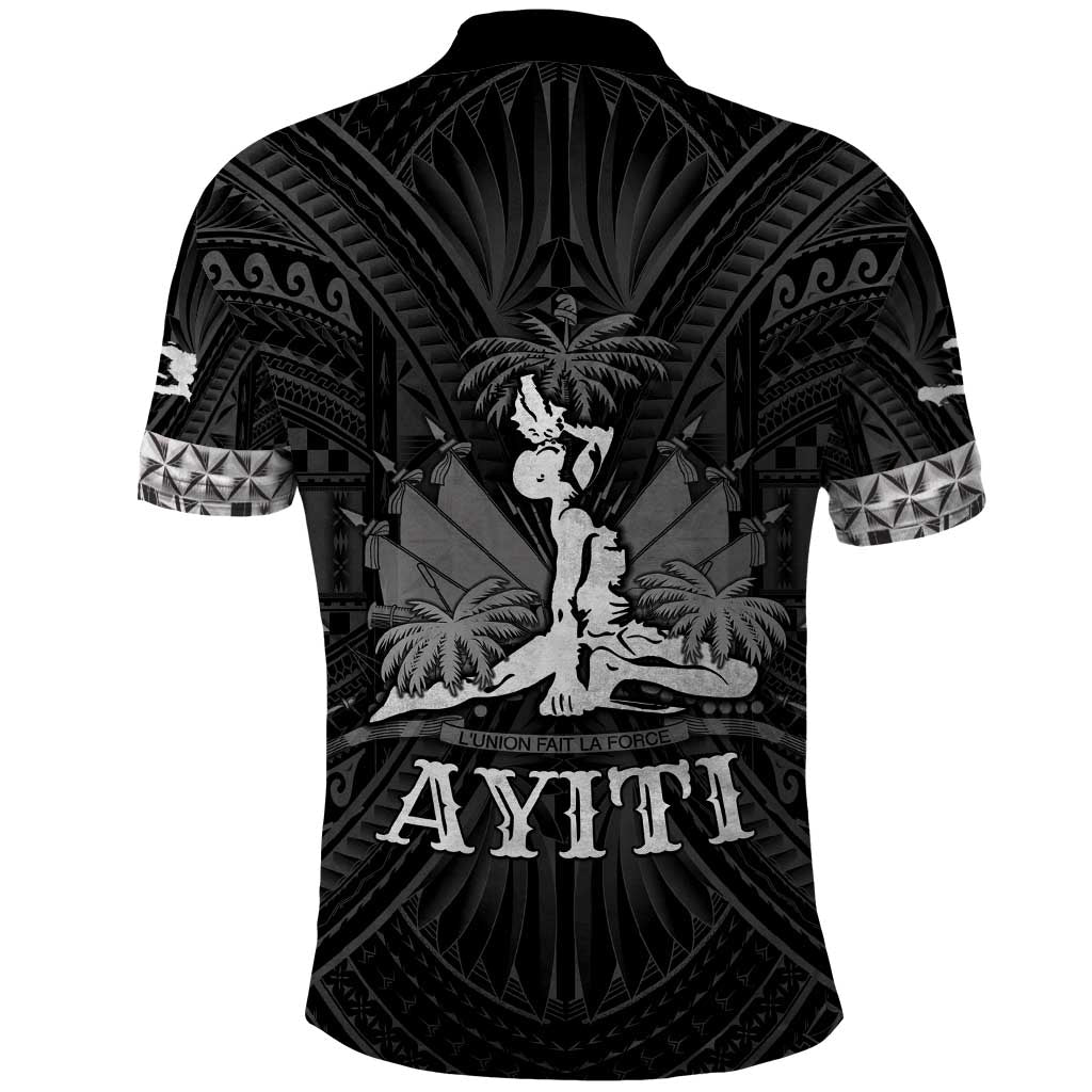 Haiti 1804 Polo Shirt Polynesian Silver Neg Maron