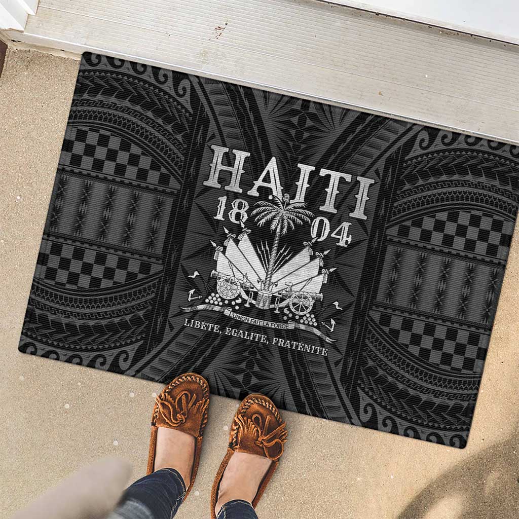 Haiti 1804 Rubber Doormat Polynesian Silver Neg Maron LT05 - Polynesian Pride