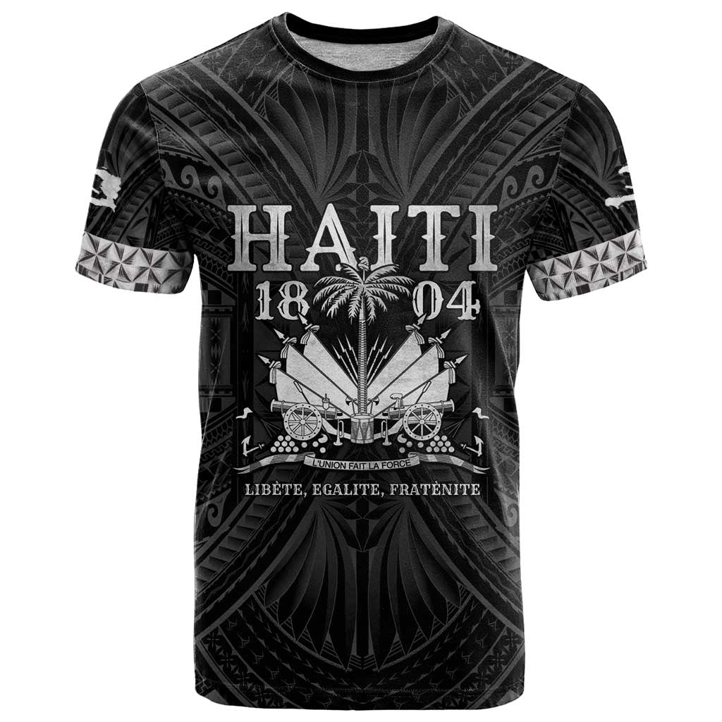 Haiti 1804 T Shirt Polynesian Silver Neg Maron LT05 Silver - Polynesian Pride