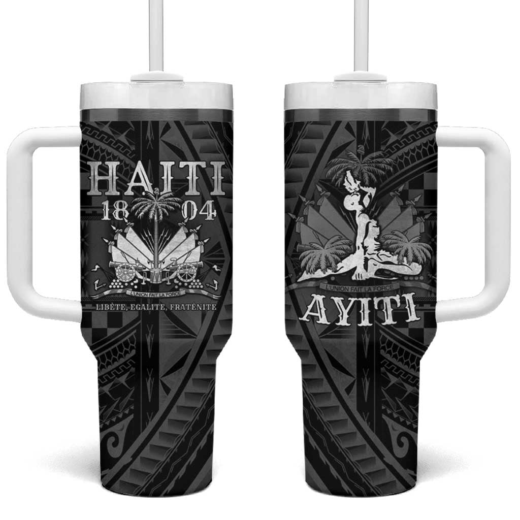 Haiti 1804 Tumbler With Handle Polynesian Silver Neg Maron LT05 One Size: 40 oz Silver - Polynesian Pride