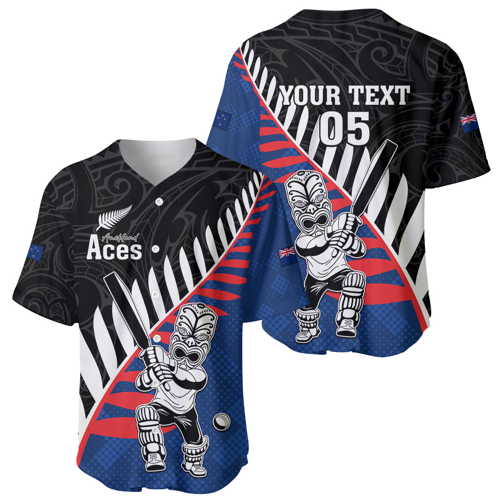 Custom New Zealand Auckland Cricket Baseball Jersey With Maori Pattern LT05 - Polynesian Pride