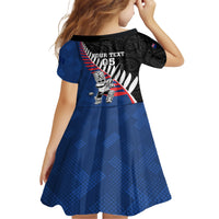 Custom New Zealand Auckland Cricket Family Matching Short Sleeve Bodycon Dress and Hawaiian Shirt With Maori Pattern LT05 - Polynesian Pride