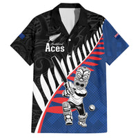 Custom New Zealand Auckland Cricket Family Matching Short Sleeve Bodycon Dress and Hawaiian Shirt With Maori Pattern LT05 Dad's Shirt - Short Sleeve Blue - Polynesian Pride