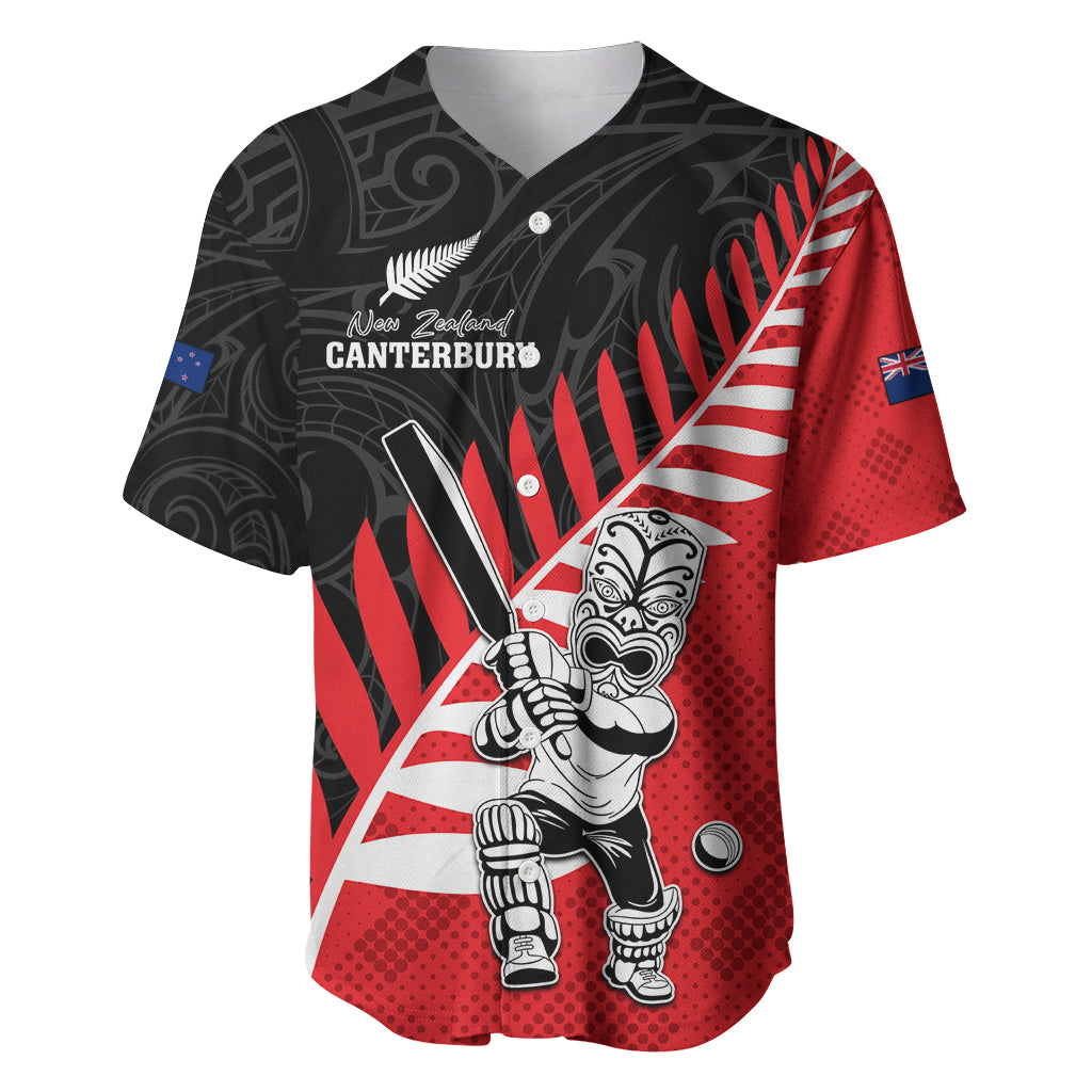 Custom New Zealand Canterbury Cricket Baseball Jersey With Maori Pattern LT05 Red - Polynesian Pride