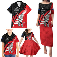 Custom New Zealand Canterbury Cricket Family Matching Puletasi and Hawaiian Shirt With Maori Pattern LT05 - Polynesian Pride