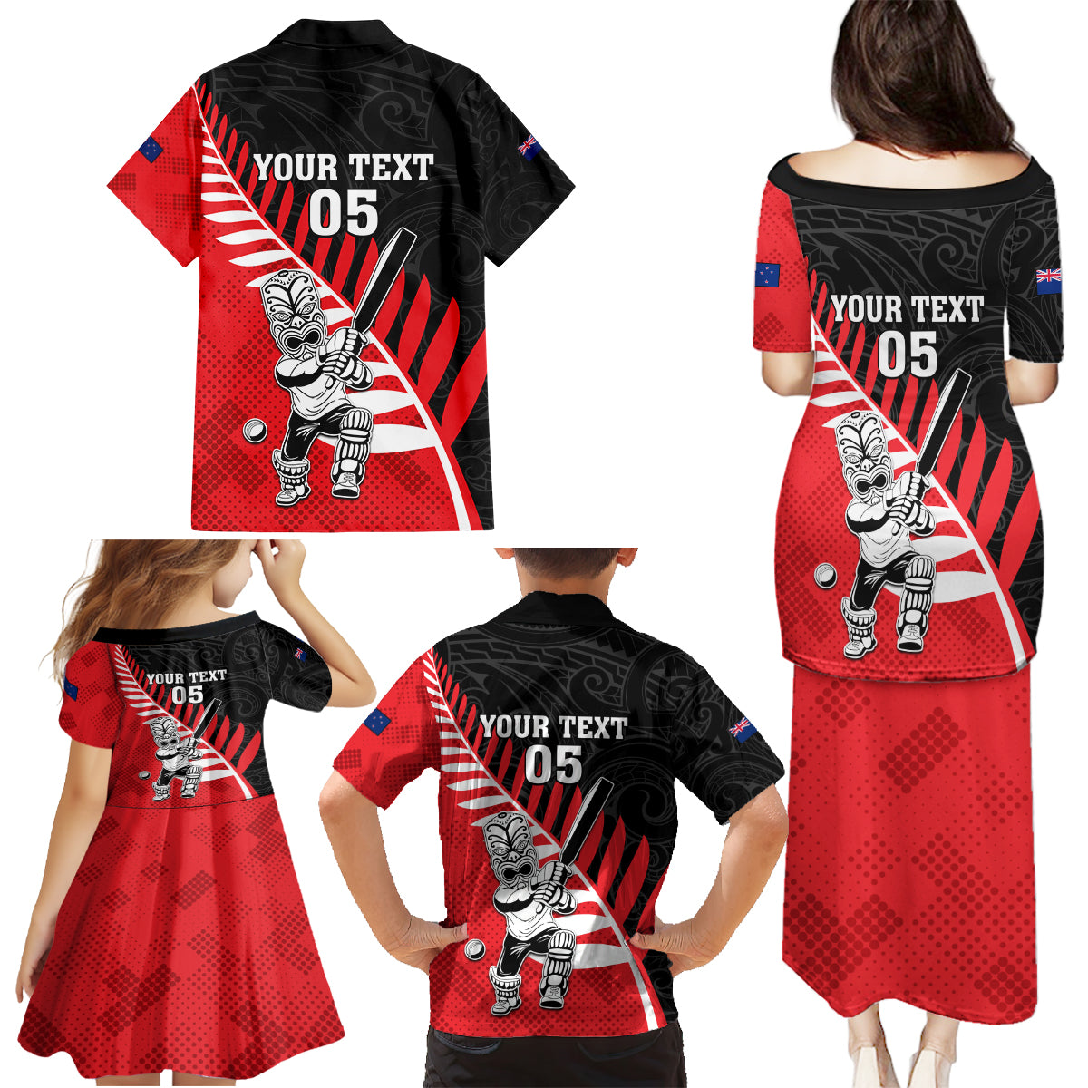 Custom New Zealand Canterbury Cricket Family Matching Puletasi and Hawaiian Shirt With Maori Pattern LT05 - Polynesian Pride