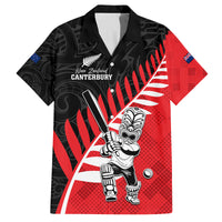 Custom New Zealand Canterbury Cricket Family Matching Puletasi and Hawaiian Shirt With Maori Pattern LT05 Dad's Shirt - Short Sleeve Red - Polynesian Pride
