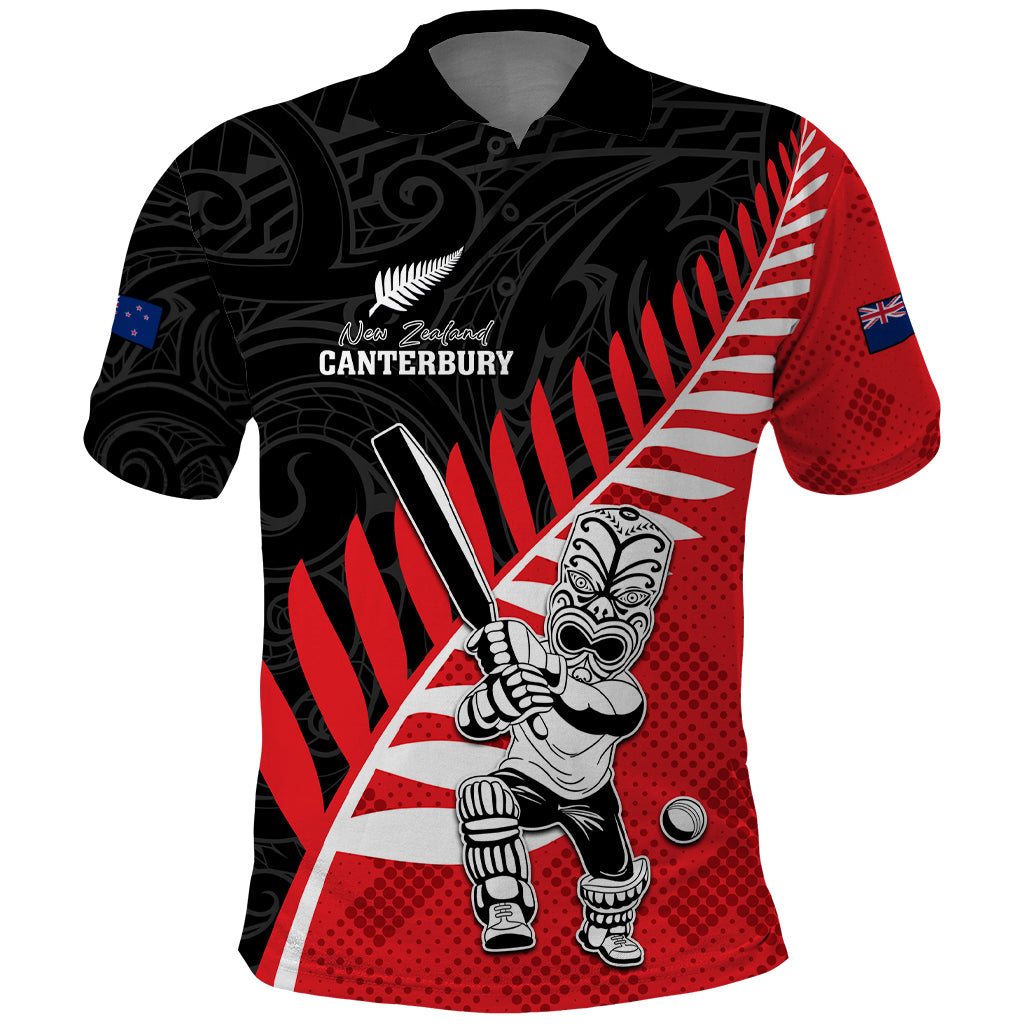 Custom New Zealand Canterbury Cricket Polo Shirt With Maori Pattern LT05 Red - Polynesian Pride