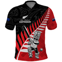 Custom New Zealand Canterbury Cricket Polo Shirt With Maori Pattern LT05 Red - Polynesian Pride