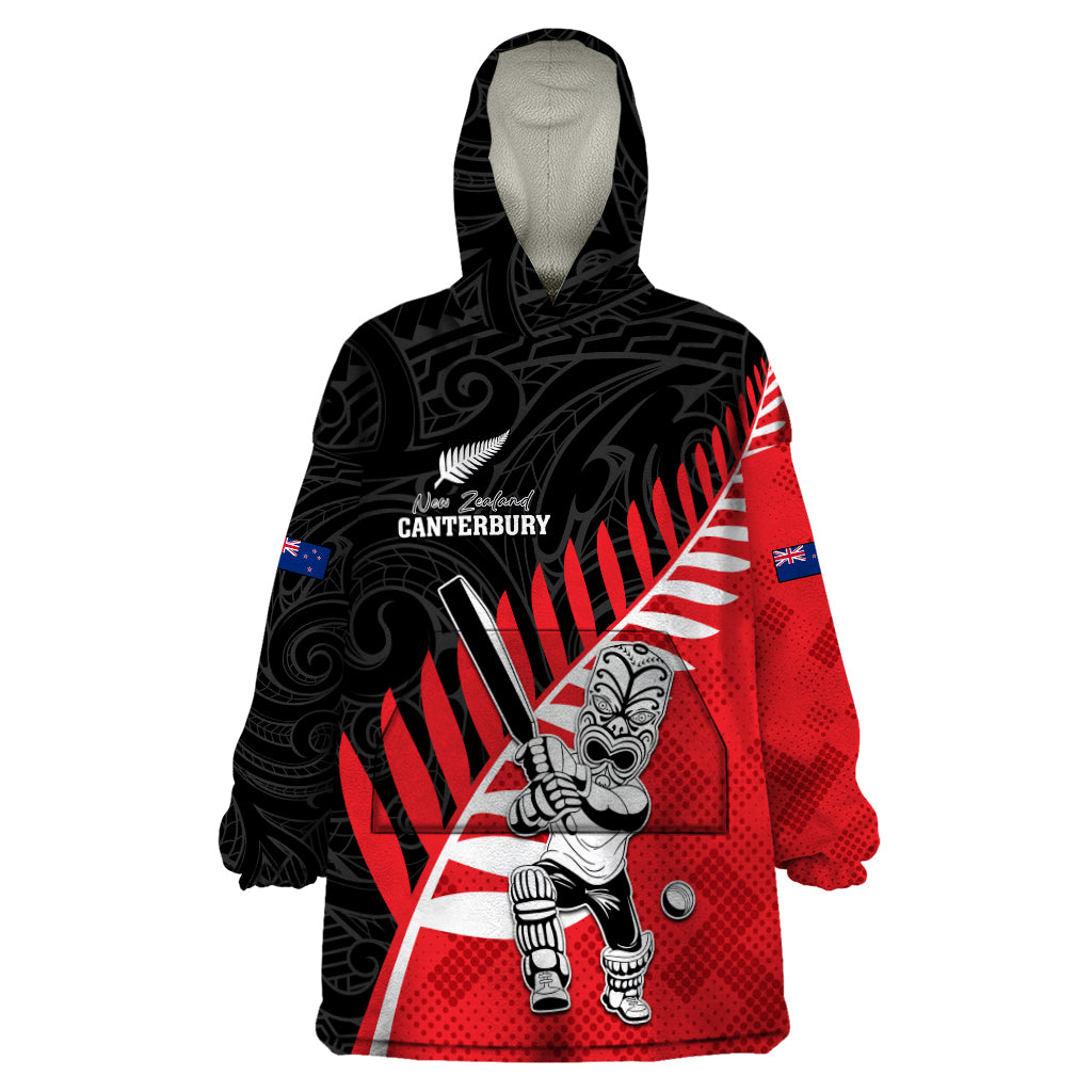 Custom New Zealand Canterbury Cricket Wearable Blanket Hoodie With Maori Pattern