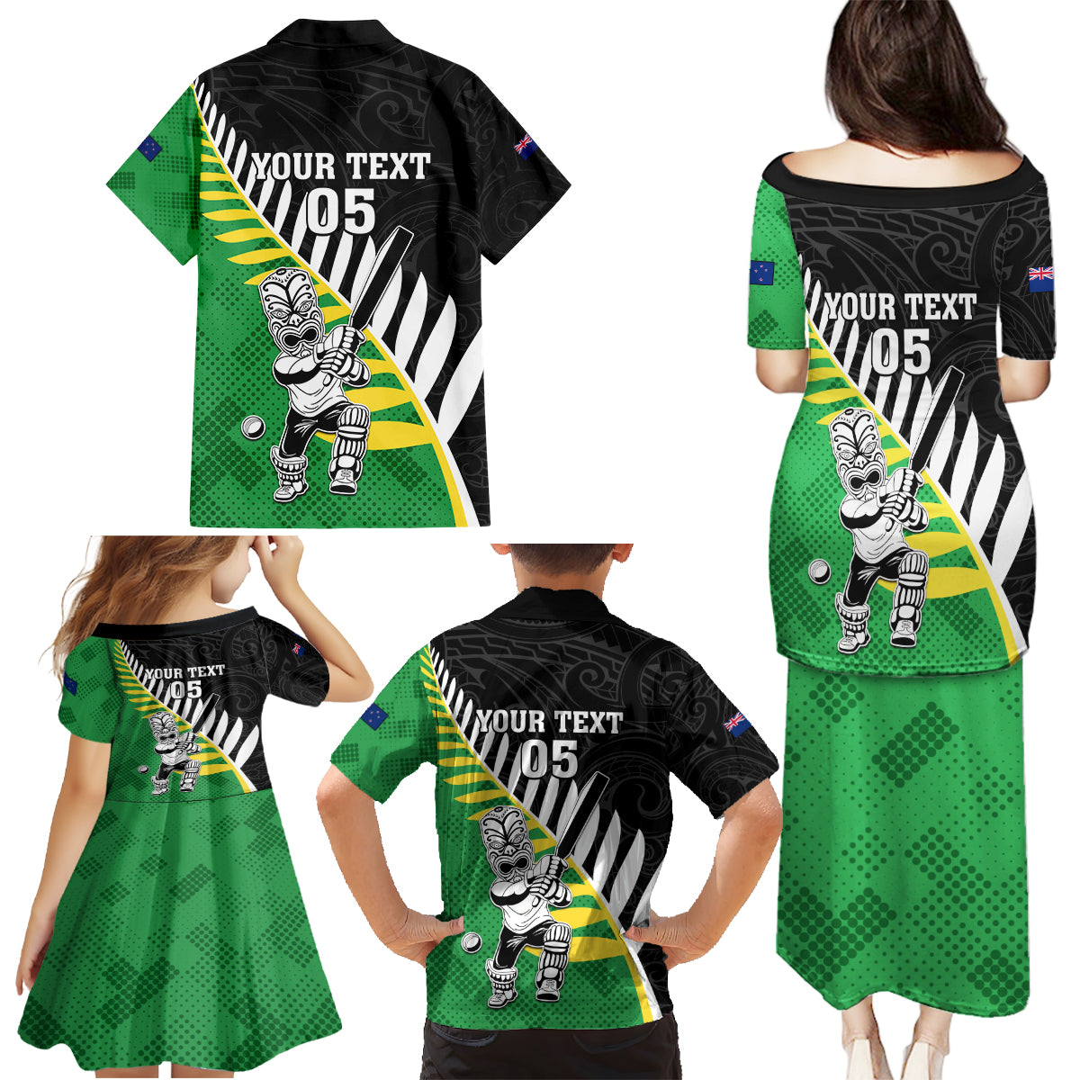 Custom New Zealand Central Districts Cricket Family Matching Puletasi and Hawaiian Shirt With Maori Pattern LT05 - Polynesian Pride