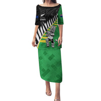 Custom New Zealand Central Districts Cricket Family Matching Puletasi and Hawaiian Shirt With Maori Pattern LT05 Mom's Dress Green - Polynesian Pride