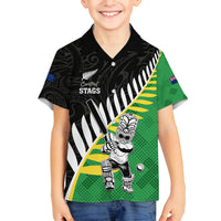 Custom New Zealand Central Districts Cricket Family Matching Tank Maxi Dress and Hawaiian Shirt With Maori Pattern LT05 Son's Shirt Green - Polynesian Pride