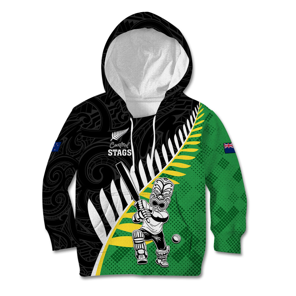 Custom New Zealand Central Districts Cricket Kid Hoodie With Maori Pattern