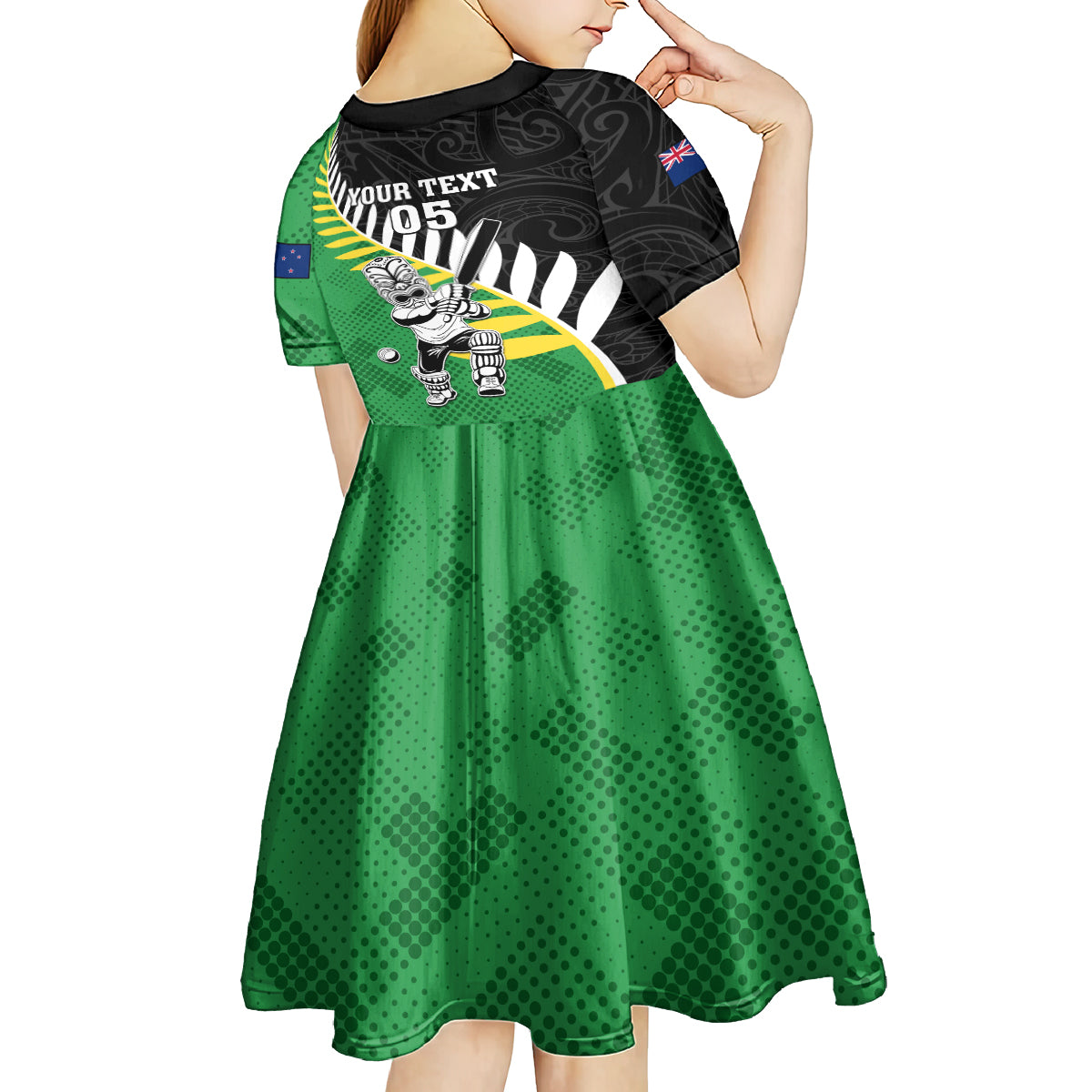 Custom New Zealand Central Districts Cricket Kid Short Sleeve Dress With Maori Pattern