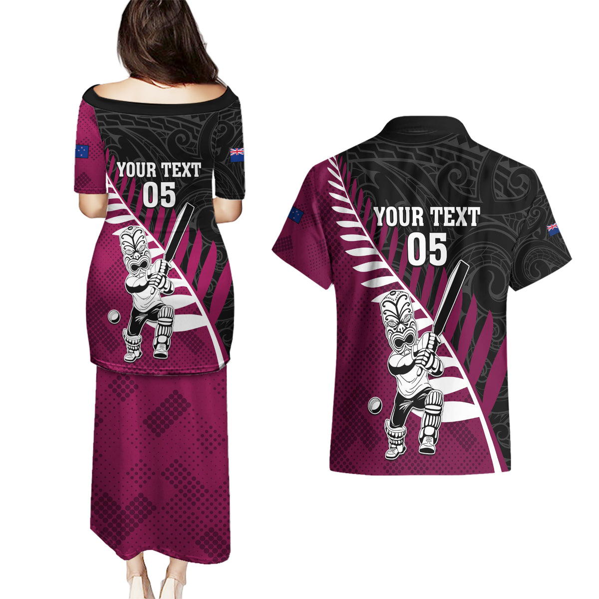 Custom New Zealand Northern Districts Cricket Couples Matching Puletasi and Hawaiian Shirt With Maori Pattern LT05 - Polynesian Pride