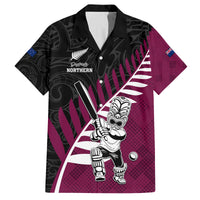 Custom New Zealand Northern Districts Cricket Family Matching Puletasi and Hawaiian Shirt With Maori Pattern LT05 Dad's Shirt - Short Sleeve Maroon - Polynesian Pride
