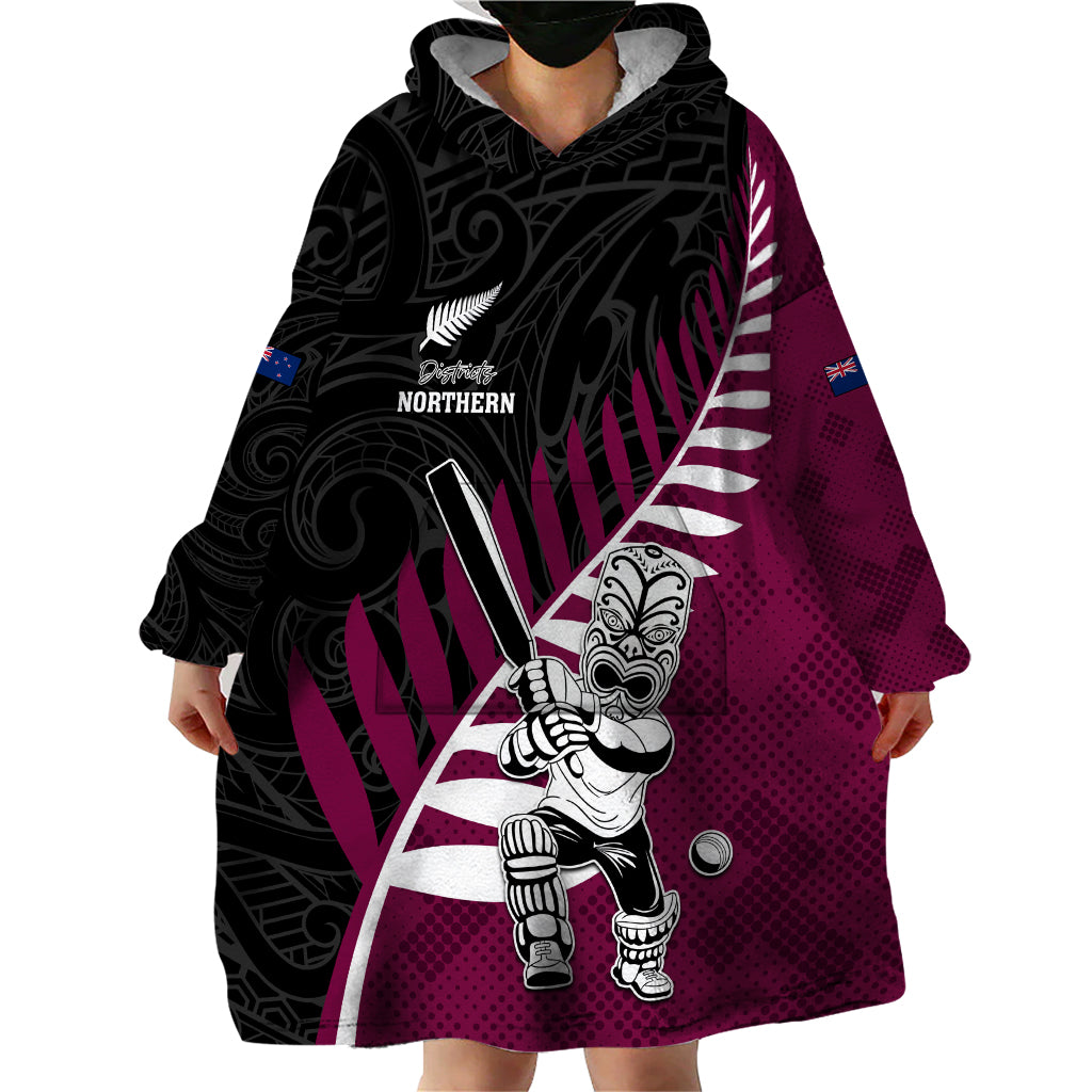 Custom New Zealand Northern Districts Cricket Wearable Blanket Hoodie With Maori Pattern