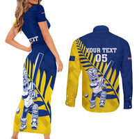 Custom New Zealand Otago Cricket Couples Matching Short Sleeve Bodycon Dress and Long Sleeve Button Shirt With Maori Pattern LT05 - Polynesian Pride