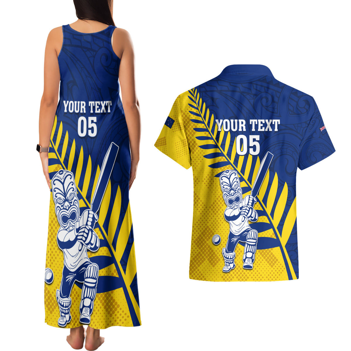 Custom New Zealand Otago Cricket Couples Matching Tank Maxi Dress and Hawaiian Shirt With Maori Pattern LT05 - Polynesian Pride