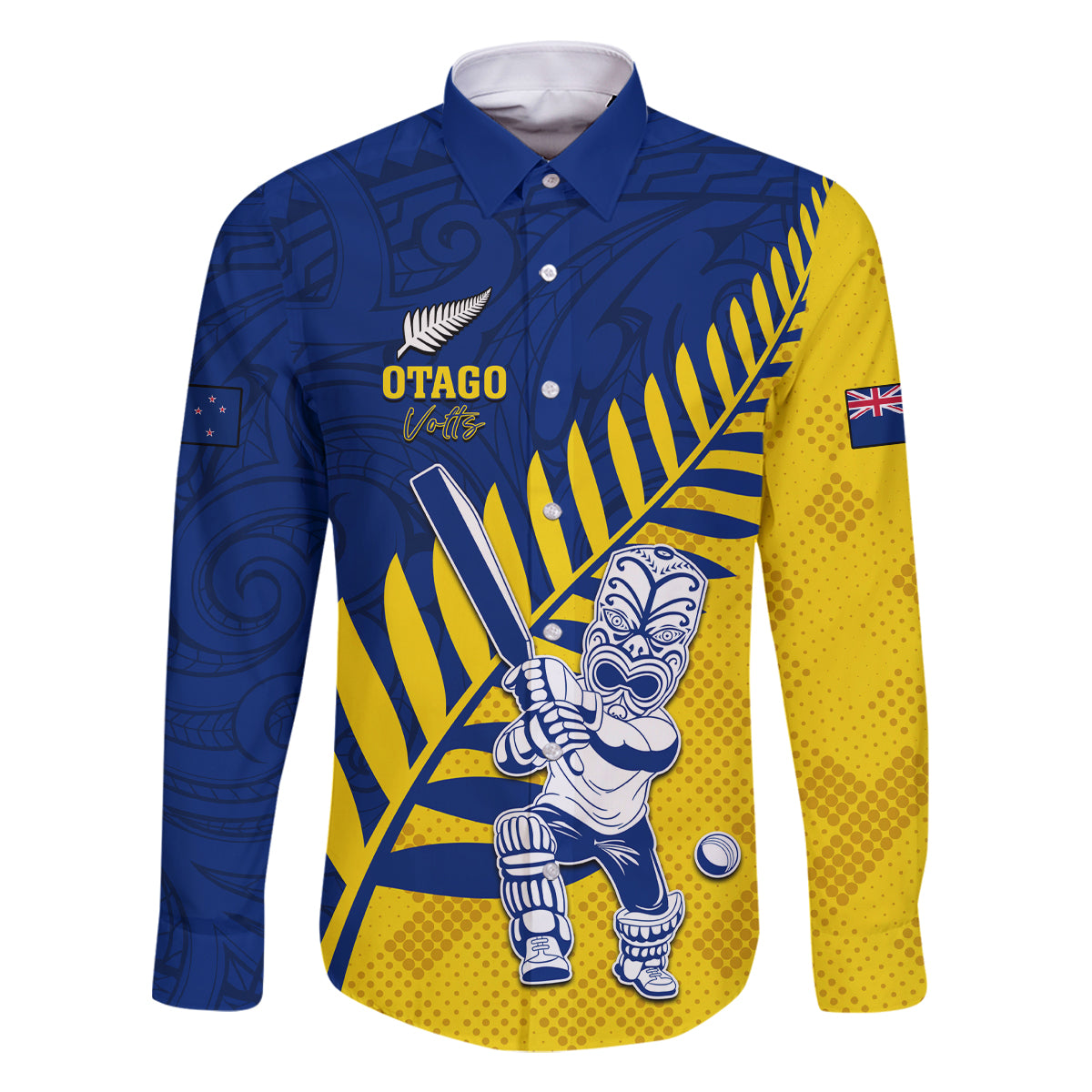 Custom New Zealand Otago Cricket Family Matching Off Shoulder Short Dress and Hawaiian Shirt With Maori Pattern