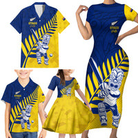 Custom New Zealand Otago Cricket Family Matching Short Sleeve Bodycon Dress and Hawaiian Shirt With Maori Pattern LT05 - Polynesian Pride