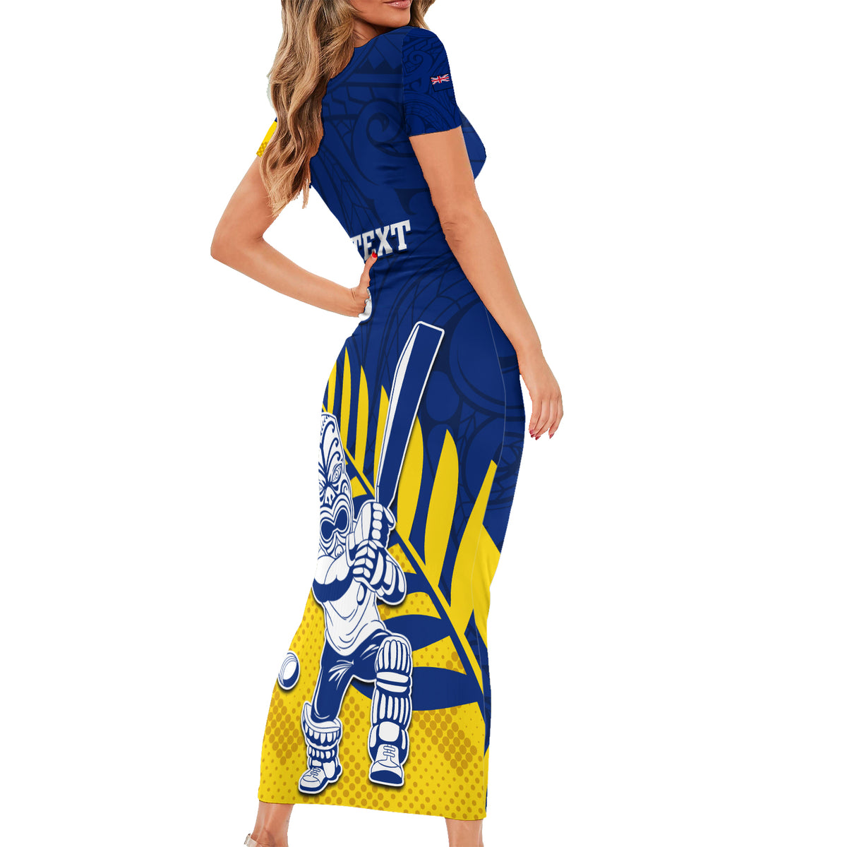 Custom New Zealand Otago Cricket Family Matching Short Sleeve Bodycon Dress and Hawaiian Shirt With Maori Pattern LT05 - Polynesian Pride