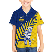 Custom New Zealand Otago Cricket Family Matching Short Sleeve Bodycon Dress and Hawaiian Shirt With Maori Pattern LT05 Son's Shirt Yellow - Polynesian Pride