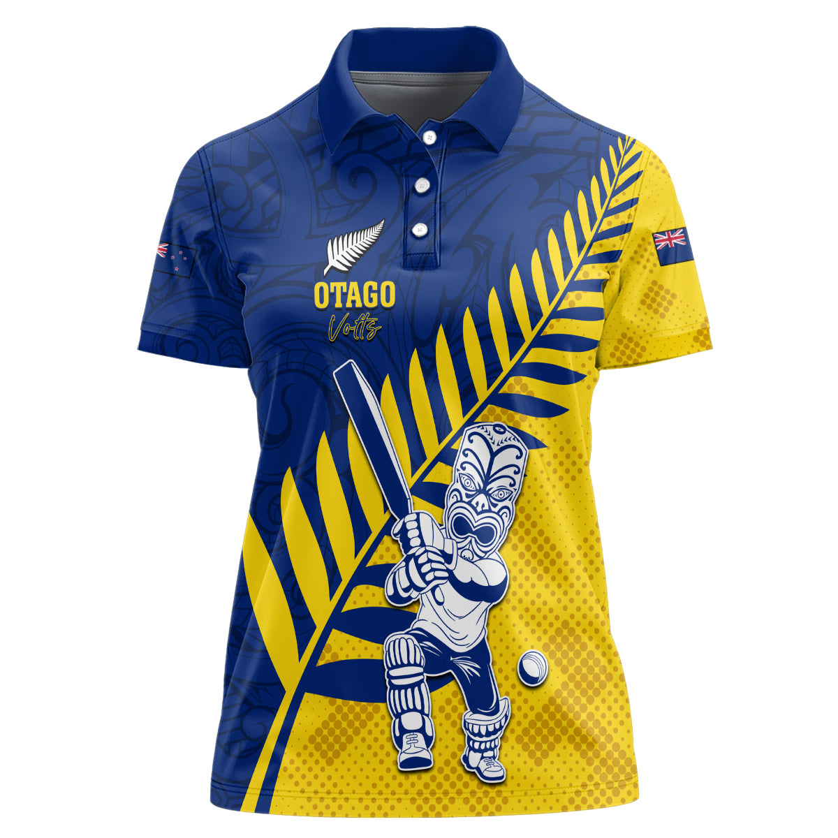 Custom New Zealand Otago Cricket Women Polo Shirt With Maori Pattern