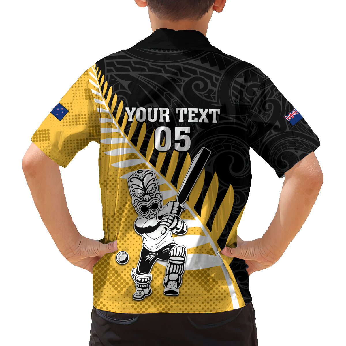 Custom New Zealand Wellington Cricket Family Matching Off The Shoulder Long Sleeve Dress and Hawaiian Shirt With Maori Pattern LT05 - Polynesian Pride