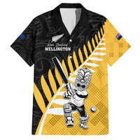 Custom New Zealand Wellington Cricket Family Matching Off The Shoulder Long Sleeve Dress and Hawaiian Shirt With Maori Pattern LT05 Dad's Shirt - Short Sleeve Yellow - Polynesian Pride
