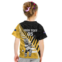 Custom New Zealand Wellington Cricket Kid T Shirt With Maori Pattern