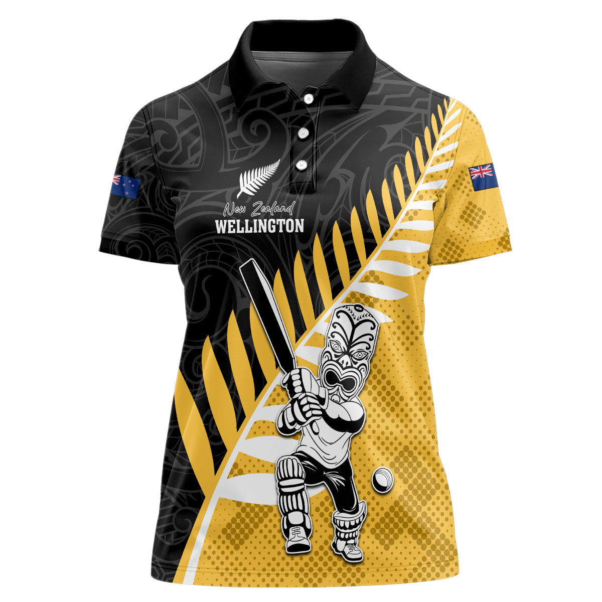 Custom New Zealand Wellington Cricket Women Polo Shirt With Maori Pattern